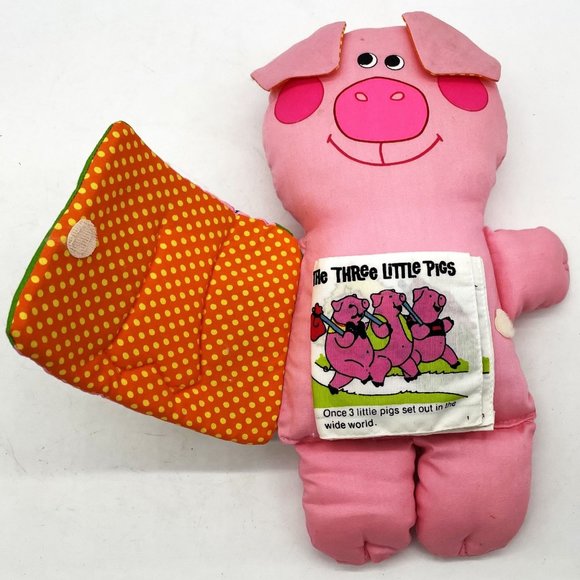Vtg 1974 Playskool Soft Three Little Pigs Pink Hug a Book Doll-NWOT-Original Box - Picture 8 of 9